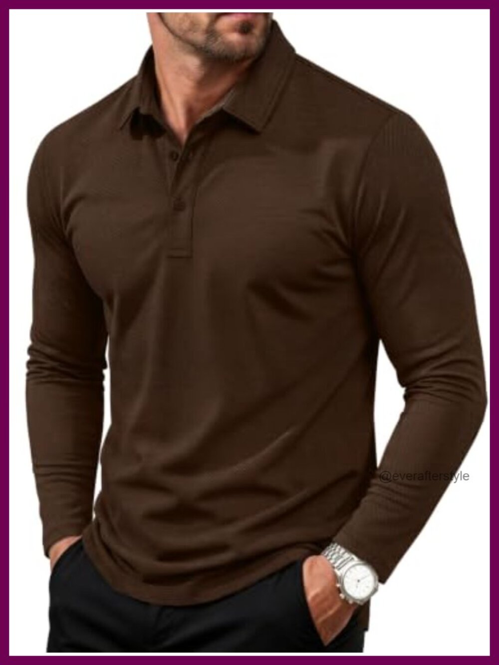 Men's Long Sleeve Henley Polo Shirt Button Down Business Casual Relaxed Fit